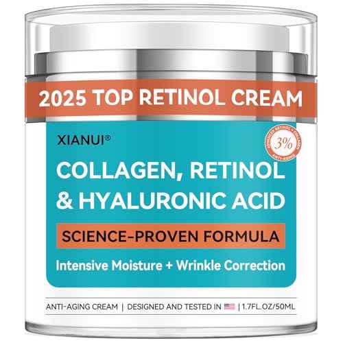 Retinol, Collagen & Hyaluronic Acid Face Cream - Anti-Aging Moisturizer for Face, Neck & D?collet? - Deep Nourishing, Firming & Wrinkle Reduction - Day & Night Use, 1.7 fl.oz.