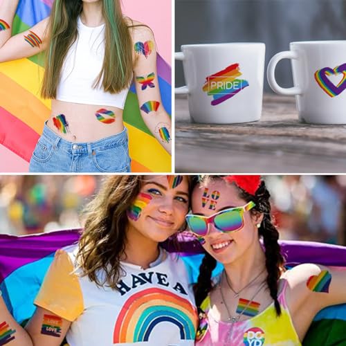 Rainbow Temporary Tattoos 148 Sheets - Pride Waterproof