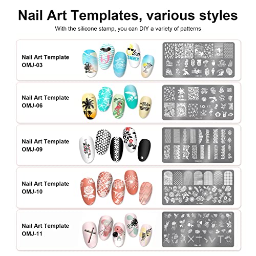 SAGEBIO Nail Art Stamper Clear Silicone Nails Stamping Jelly with Acrylic Scraper Transparent Visible Body DIY Manicure Nail Art Tool For DIY Nail Decor French Nail Manicure 01