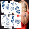 8 Sheets Semi-Permanent Whale Shark Tattoos ? Long Lasting 1-2 Week Premium Fake Tattoos ? Plant-Based Waterproof Realistic Body Art Tattoo Stickers for Adults Men Women Girls Kids