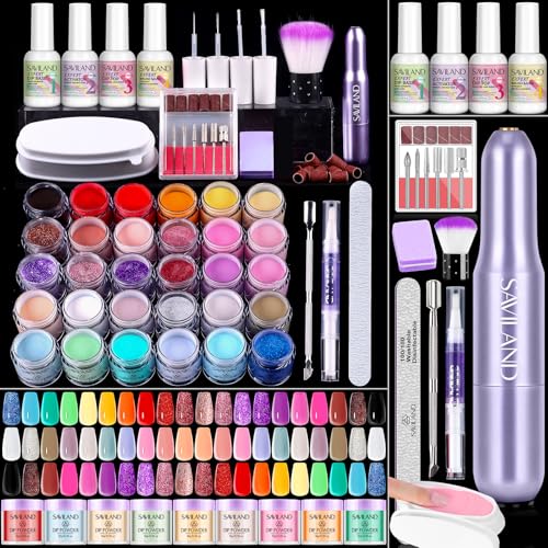 SAVILAND 30-Color Dip Powder Nail Kit with Electric Drill Starter Set