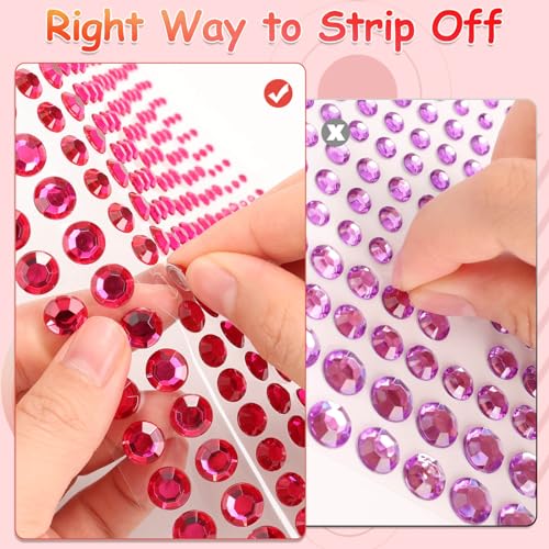 Tidponra 4170 Self Adhesive Rhinestone Gems - 6 Sizes, 15 Colors