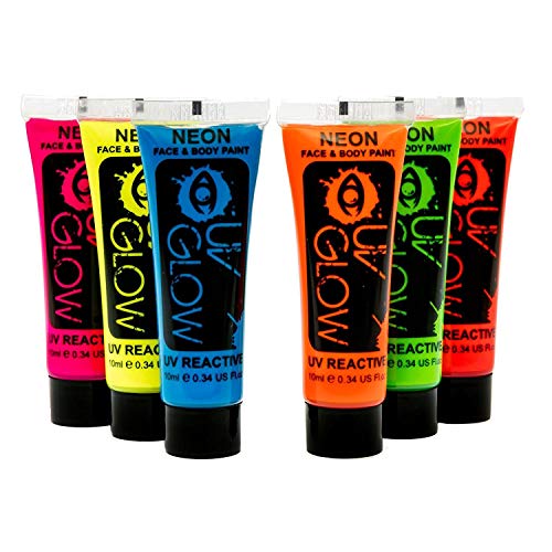 Blacklight Face & Body Paint UV Glow Neon (6-Pack)