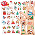 PARTYWIND 204 PCS Christmas Tattoos for Kids, Christmas Stocking Stuffers for Kids, Xmas Stickers Decorations Party Favors for Girls Boys, Christmas Goodie Bags for Classroom Prizes