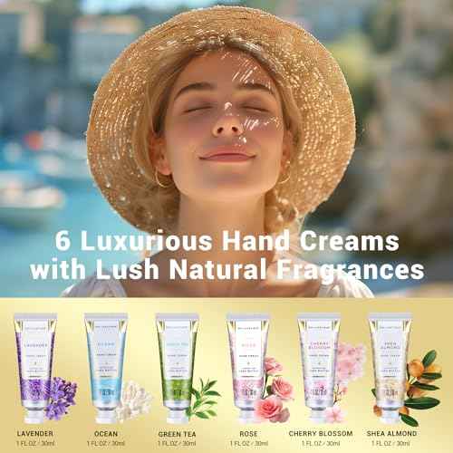 spa luxetique Hand Cream Set Gifts for Women Travel Size Hand Lotion for Dry Skin Care Scented Hand Lotion Gift Sets for Women Ideal Gifts for Her Birthday Sets for Women 6 x 1.0 oz/30ml