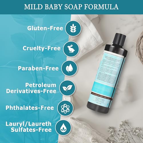 Dr. Woods Unscented Baby Mild Liquid Castile Soap - Gentle Cleanser with Organic Shea Butter, Natural Soap for Sensitive Skin - Paraben, Sulfate, and Phthalate Free - 16 Fl Oz