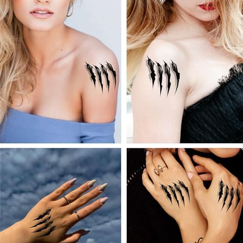 6 Sheet Animal Paw Temporary Tattoos - Fake Claw Marks