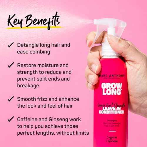 Marc Anthony Leave-In Conditioner Spray & Detangler, Grow Long Biotin, 2-pack - Anti-Frizz Deep Conditioner For Split Ends & Breakage - Vitamin E, Caffeine & Ginseng for Curly, Dry & Damaged Hair