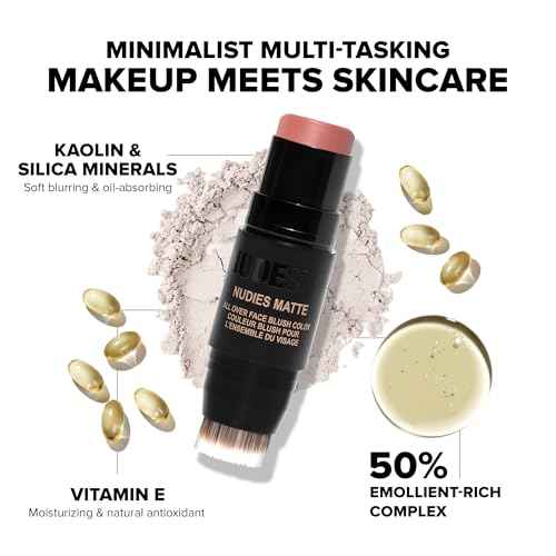 Nudestix Nudies Blush Stick ? 3-in-1 Cream Blush for Cheeks, Eyes & Lips with Built-In Brush | Soft Matte Finish for a Natural Flush