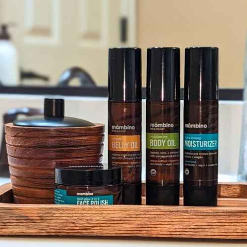 Second Trimester Set ? All Natural Skincare Pregancy Gift Box ? Anti-stretch mark Belly Oil, Moisturizing Body Oil, Face Polish, Face Moisturizer - Mambino Organics