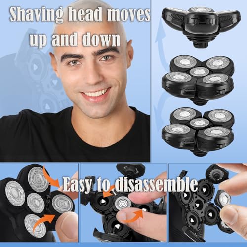 Bald Head Shavers Replacement Blades, BENACES 3 Pack Blades Refills Compatible with Freebird Head Shaver, 5-Blade Razor with Cleaning Brush, Specially Engineered for Bald Men, Face Electric Razor