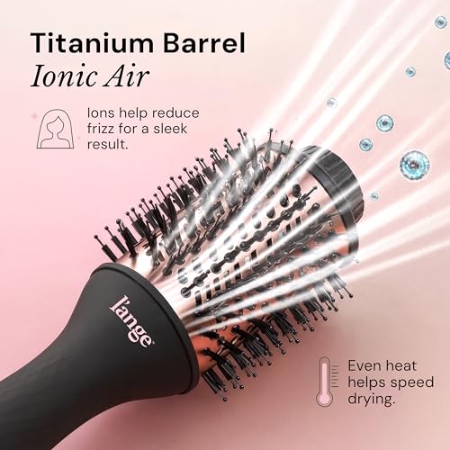 L'ANGE HAIR 75mm Black Titanium 2-in-1 Blow Dryer Brush for Fast Styling