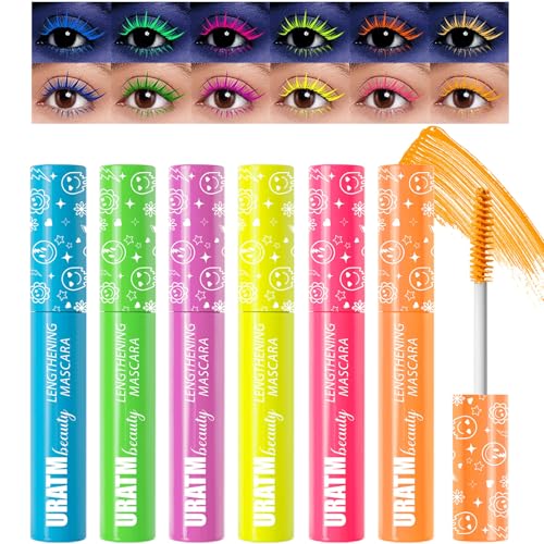 6 Color Neon Glow Mascara Set - Waterproof UV Fluorescent