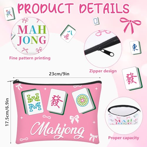 12 Pcs Mahjong Makeup Bags Set with Zipper - Travel Toiletry & Cosmetic Organizer for Women