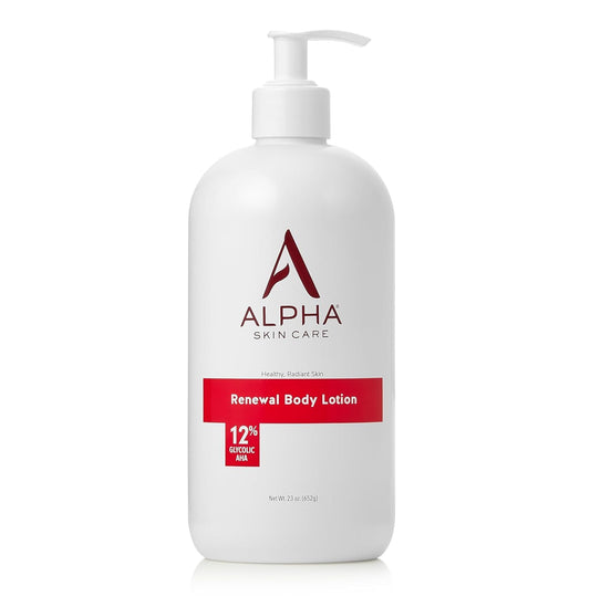 Alpha Skin Care Revitalizing Body Lotion with 12% Glycolic AHA, Simple and Effective Multi-Purpose Daily Moisturizer Hydrates and Exfoliates with Anti-Aging, 23 Oz