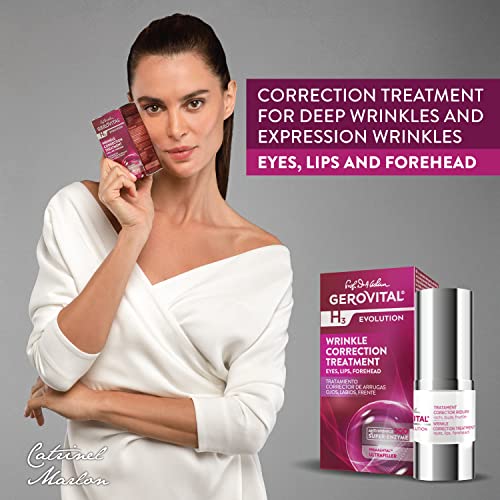 GEROVITAL EVOLUTION Anti-Wrinkle Serum for Eyes, Lips and Forehead Area with Hyaluronic Acid, Vitamin A and E, Reduces Deep Wrinkles, Improves Skin Elasticity, ?15 ml