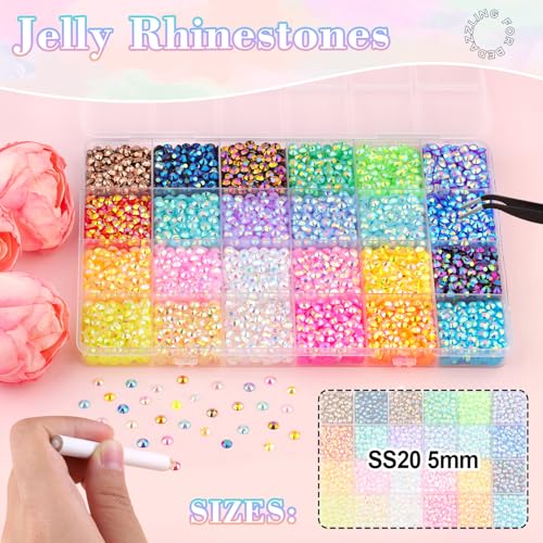6600Pcs Mixed-Color 5mm Resin Rhinestones with B7000 Glue for Crafts