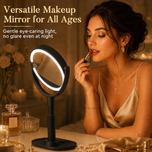 MOMOKUBA Makeup Mirror with Lights, 1x/30x Magnifying, Rechargeable