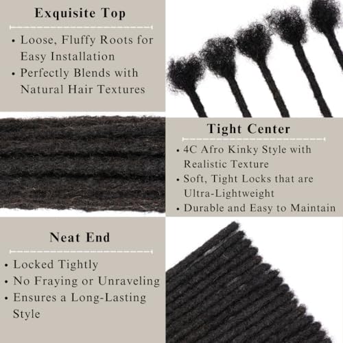 0.2-0.8cm Locs 8-18 I nch 20 Strands 100% Real Human Hair Dreadlock Extensions for Man/Women Permanent Loc Extensions Bundles Can Be Dyed Bleached Curled & Twisted (0.8CM, 1B, 16 INCH)