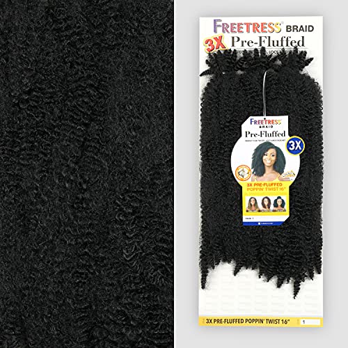 FreeTress Crochet Braids 3X Pre-Fluffed Poppin Twist 16" (1-pack, 1)