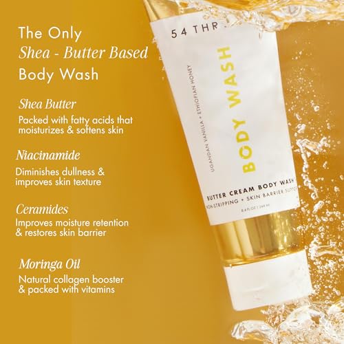 54 Thrones Cream Body Wash Duo (8.4 oz + 3 oz), Non-Stripping Butter Cream Shea Moisture Body Wash, Shea Butter, Locks in Moisture, Moisturizing Liquid Soap, Ugandan Vanilla + Ethiopian Honey