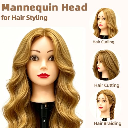 28" Light Auburn Mannequin Head with Synthetic Hair for Styling