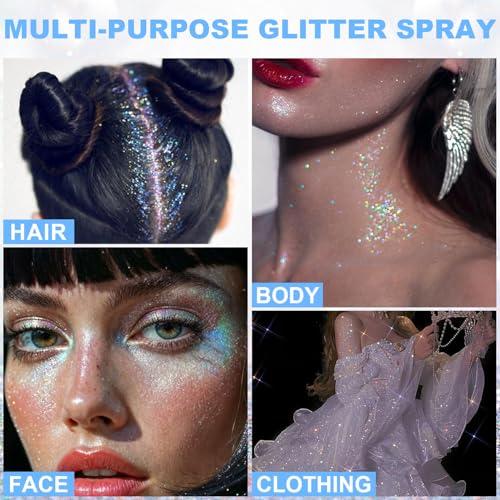LemonSac Rainbow Glitter Spray for Body & Hair, Shimmering Sparkle Makeup, 10g, Festival & Prom Accessories - Glint-Rainbow
