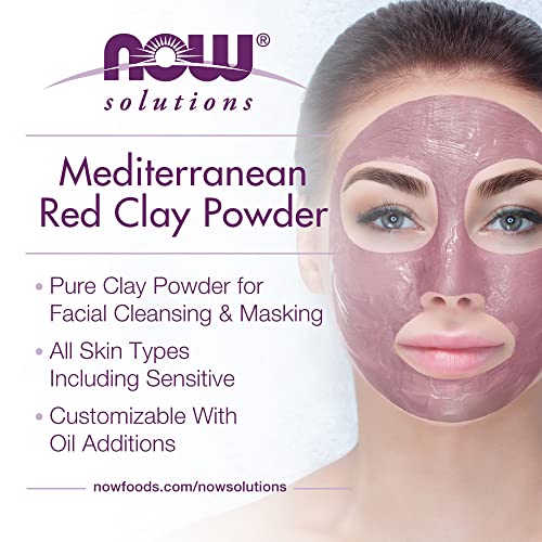 NOW Solutions, Mediterranean Red Clay Powder, Pure Powder for Sensitive Skin Facial Mask, 6-Ounce