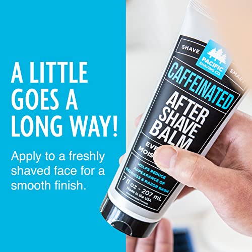 Pacific Shaving Company Caffeinated Aftershave, Men's Grooming Product - Antioxidant Daily Face Lotion + After Shave - Spearmint Post Shave Balm for Sensitive Skin (3.4 Fl Oz, 2 Pack)