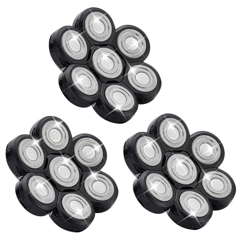 7 Head Shaver Replacement Razor Heads for Many Brands Bald Men's Electric Foil Shaver Replacement,Universal Shaver Replacement Blades for Electric Razor for Men Bald and Face (Black 7 Head/3PCS)