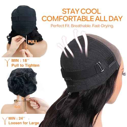 CHEETAHBEAUTY 7x6 Glueless Wigs Human Hair Pre Plucked Pre Cut 26 Inch Body Wave Lace Front Wigs Human Hair for Women 7x6 HD Lace Closure Wigs with Elastic Drawstring 200% Density Natural Color