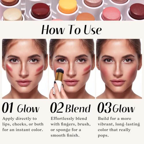 KIMUSE Face Sticks Trio - Blush, Contour & Highlighter Stick Set