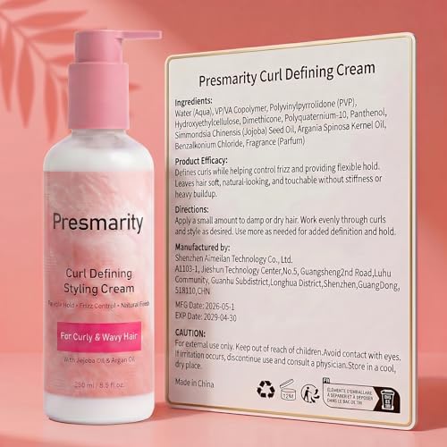 Presmarity Lightweight Curl Cream for Wavy & Curly Hair - 8.5 Oz