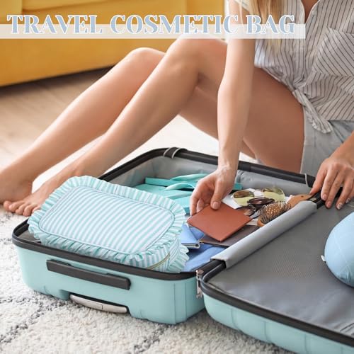 Kigeli Ruffle Makeup Bag - Large Waterproof Travel Cosmetic Pouch