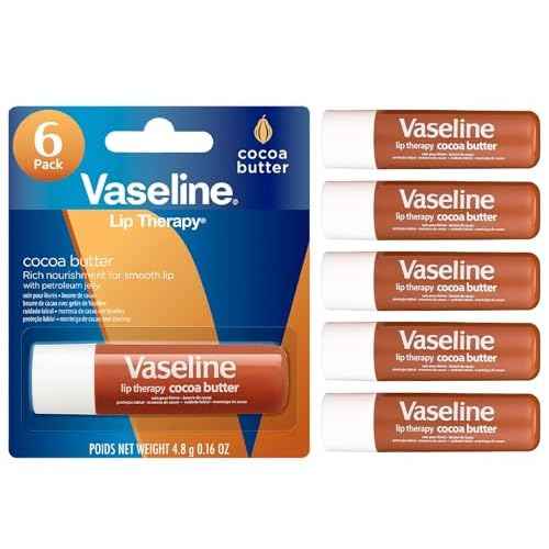 Vaseline Lip Therapy Cocoa Butter Lip Balm, 6 Pack, 0.16 Oz Ea