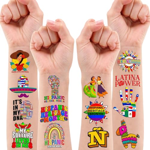 Hispanic Heritage Month Temporary Tattoos - 87 PC Tattoo Stickers