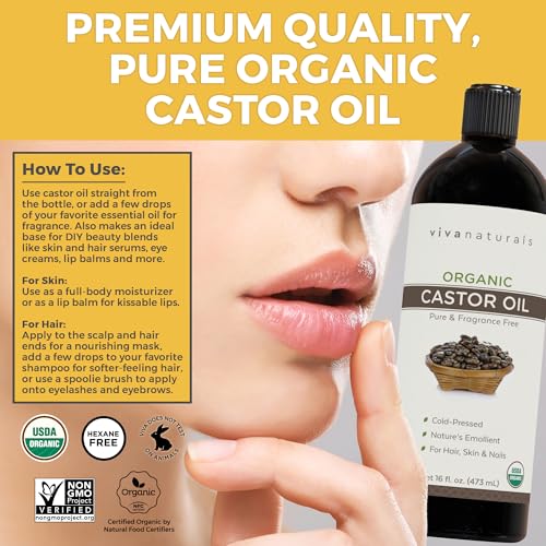 Viva Naturals Organic Castor Oil, Cold-Pressed 16 fl oz