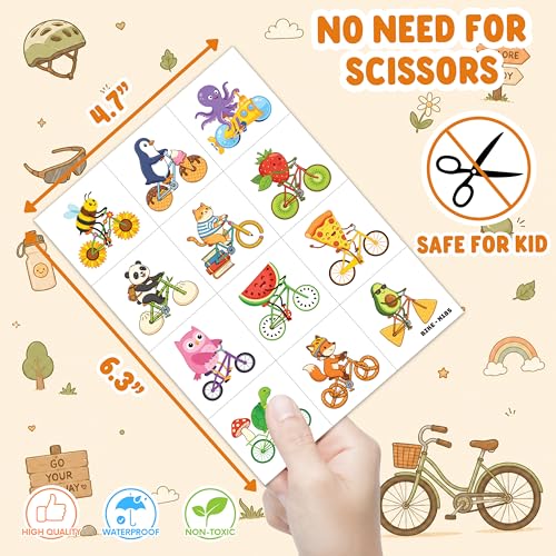 96 PCS Bike Temporary Tattoos for Kids - Cycling Party Favors