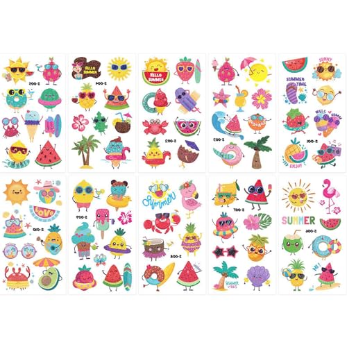 Waterproof Hawaiian Fruit Temporary Tattoos - 80+ Designs