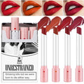 4 Colors Mini Tube Mate Velvet Lipstick, Long - Lasting 24H Waterproof Lip Tint,Vegan Beauty, Hydrating Red Lip Stain for Women, Non - Sticky Smooth Lip Makeup Set