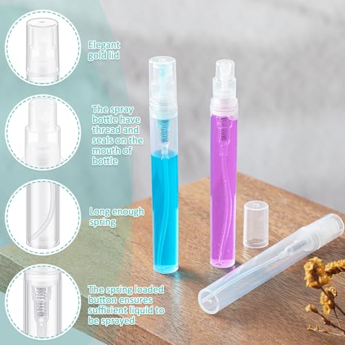 Zhehao 200 Pcs Mini Spray Bottles 5ml Clear Refillable Atomizers
