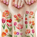 12 Black & White Watercolor Tulip Temporary Tattoos