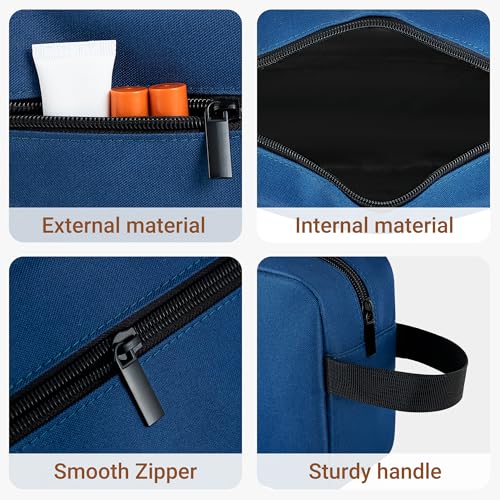 Elviros Travel Toiletry Bag Large Navy Blue Hanging Dopp Kit