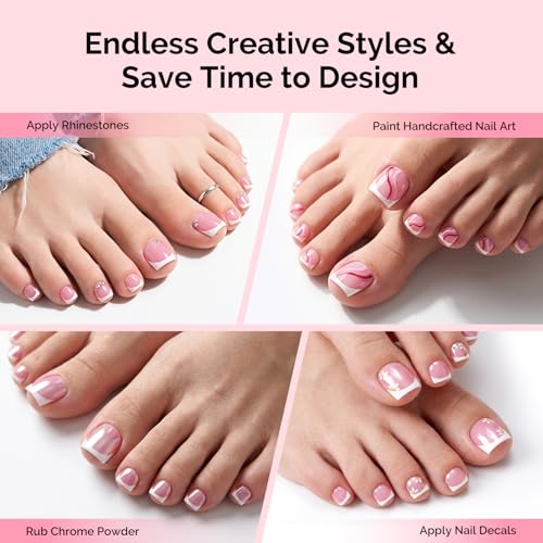 MelodySusie Press On Toenails - 300 Pcs High Gloss Berry Pink