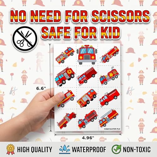 Firefighter Temporary Tattoos for Kids, 96 PCS