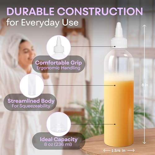8 oz Clear Squeeze Bottles with Twist Cap (Pack of 3)