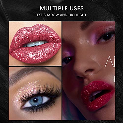 12 Colors Glitter Lip Gloss Set – Waterproof Shimmer Liquid Lipstick