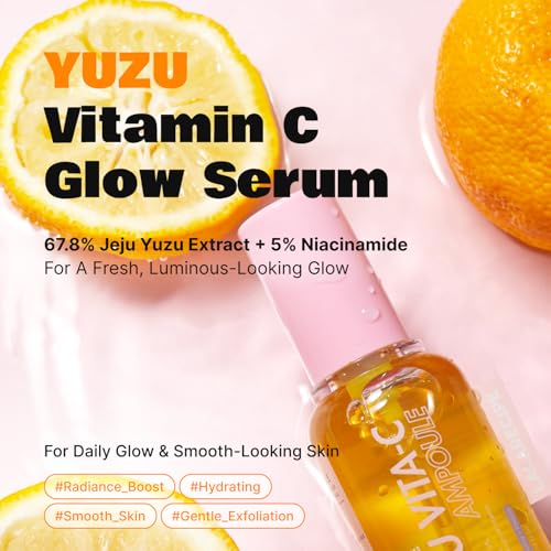 LALARECIPE Yuzu Vitamin C Serum with Niacinamide 5% & AHA, Korean Skin Care for Face, Hydrating Facial Serum for Uneven Skin Tone & Dark Spots (1.69 Fl Oz / 50ml)