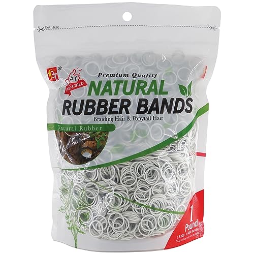 Rubber Bands Hair Band Soft Elastic Hair Accessories Braid Mini Hair Ties Stretchy Hair Ties No Damage Rubber Bands for Hair Made in Vietnam (1 LB - White)