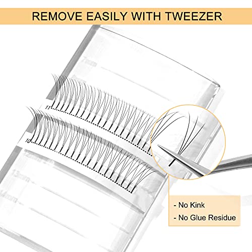 QUEWEL Volume Lash Extensions 3D 0.10mm C Curl Mix-8-15mm Short Stem Premade Fans Soft Optinal 3D 4D 5D 6D 7D 8D 0.07/0.10mm C/D 8-20mm Mix-9-16mm 12-15mm 8-15mm (3D 0.10C MIX8-15)